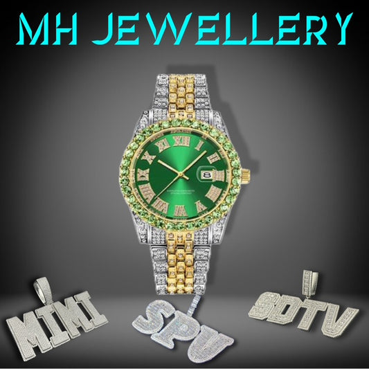 Classic Iced Out Watch With Colour