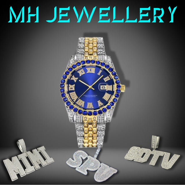 Classic Iced Out Watch With Colour