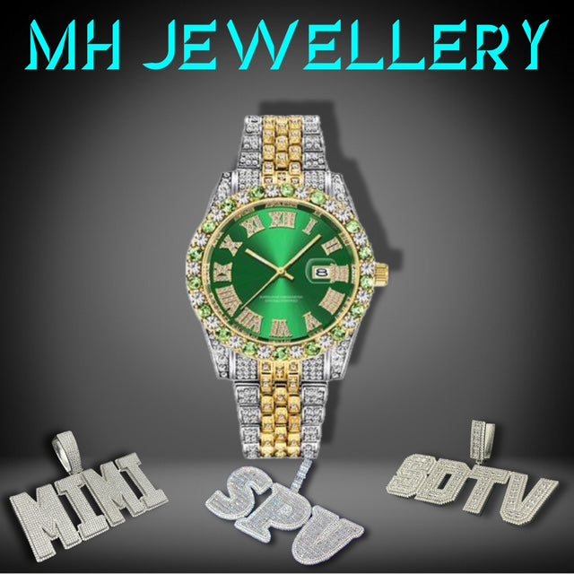 Classic Iced Out Watch With Colour