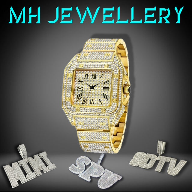 Fully Iced Out Roman Watch