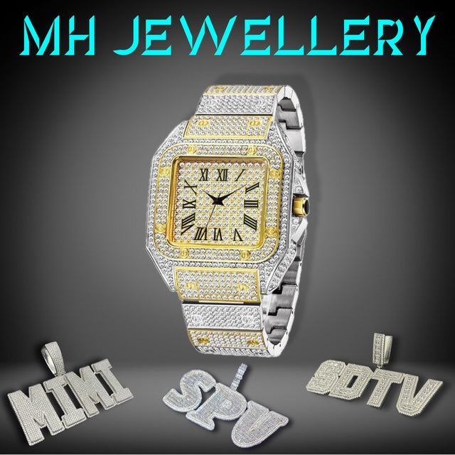 Fully Iced Out Roman Watch