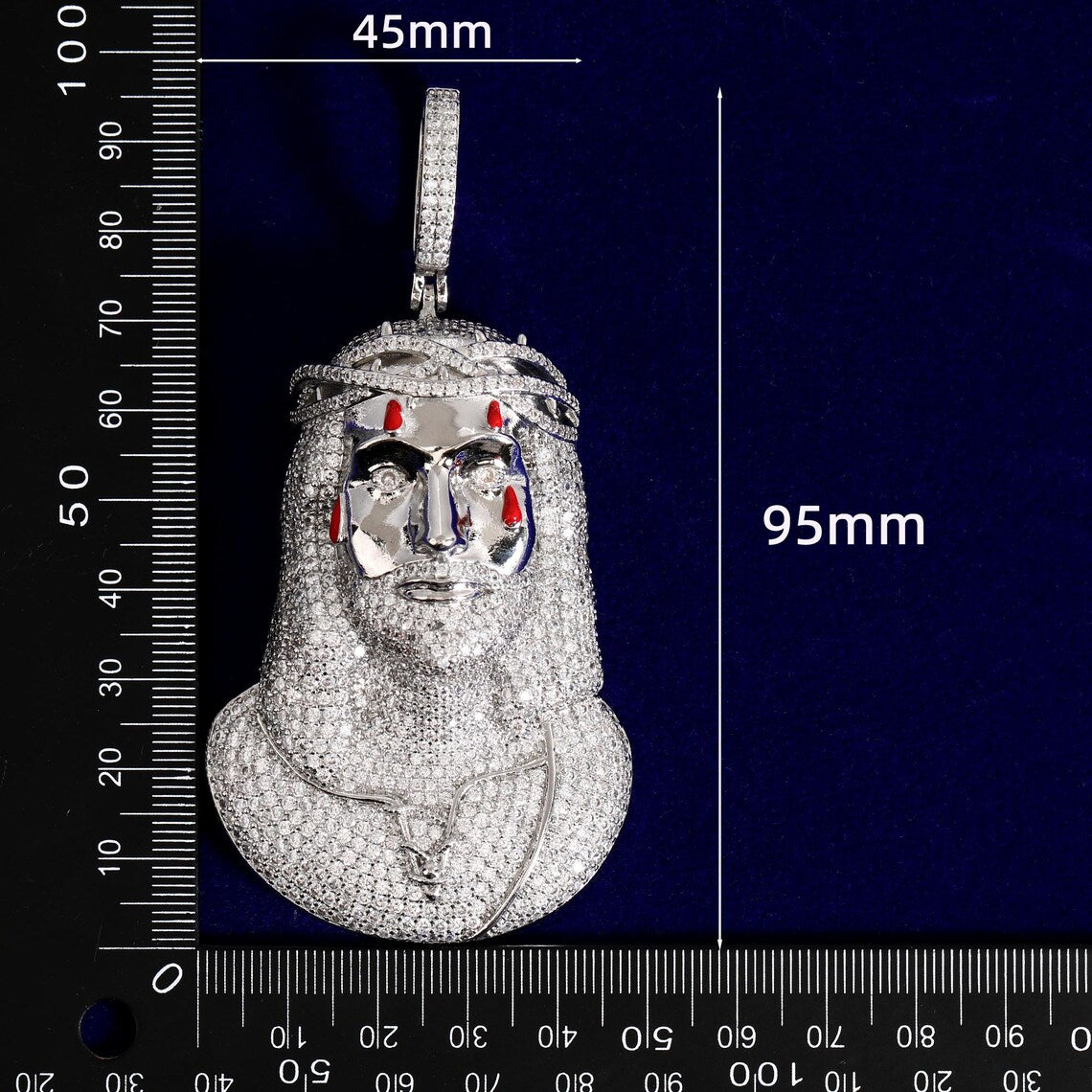 Iced Out Jesus Bleeding Face Pendant