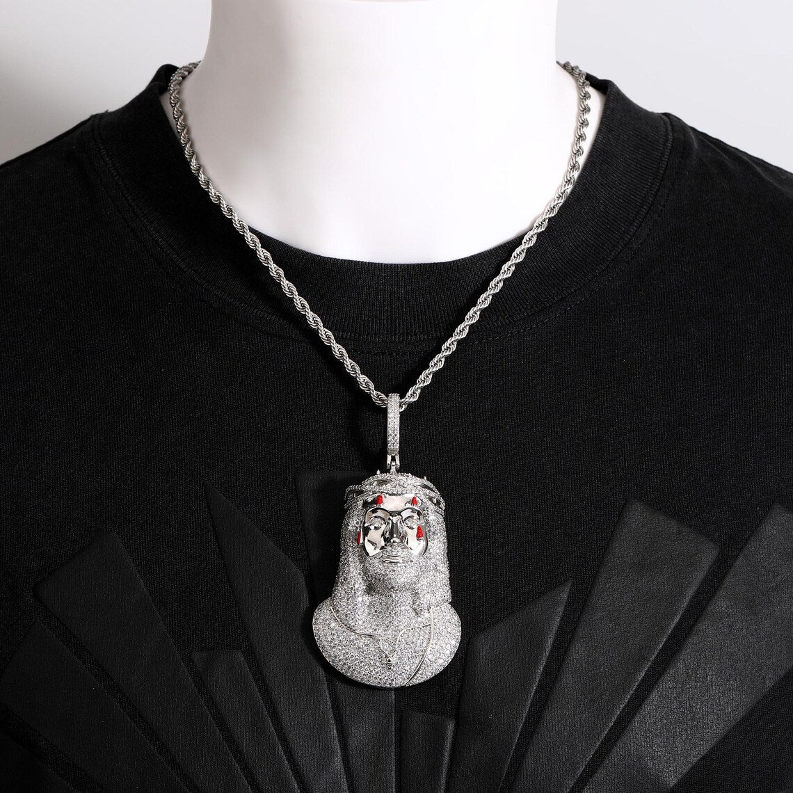 Iced Out Jesus Bleeding Face Pendant