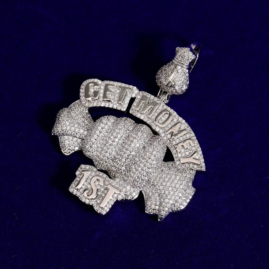 Iced Out Get Money First Pendant