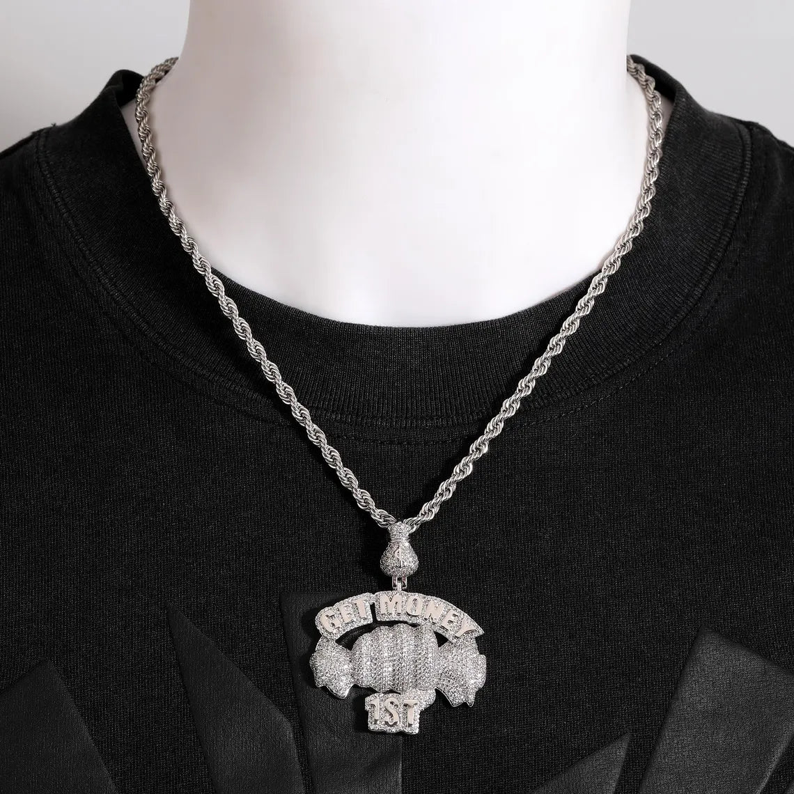 Iced Out Get Money First Pendant