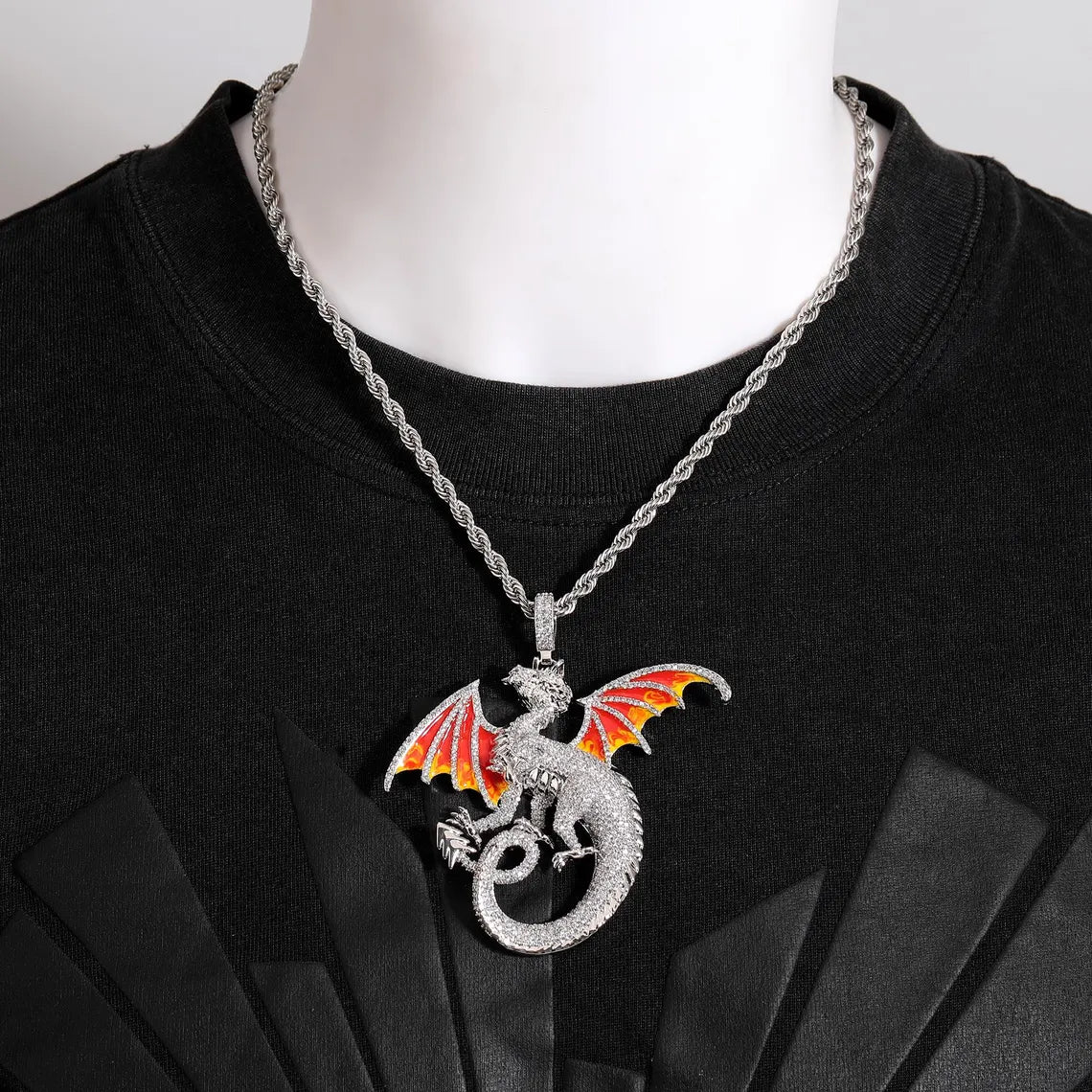 Iced Out Dragon Pendant