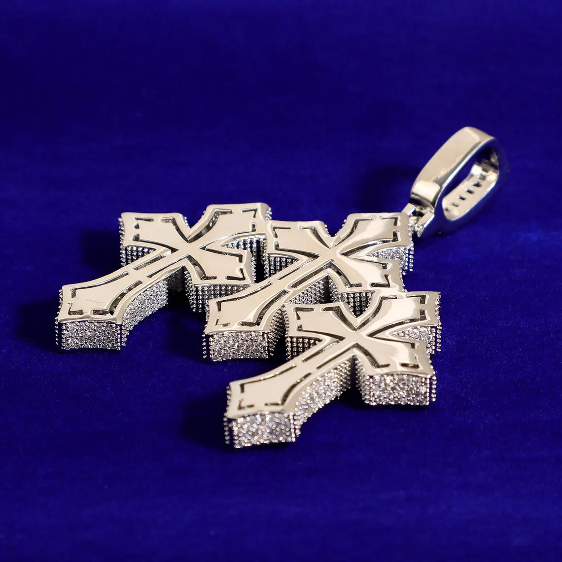 Iced Out Baguette Crosses Pendant