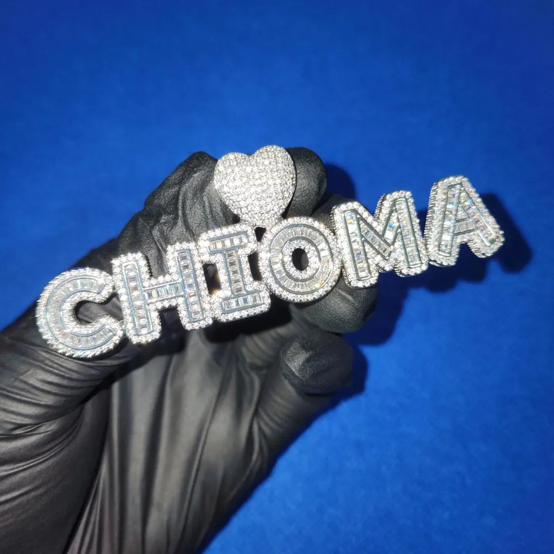 Custom Iced Out Women's Name Heart Pendant