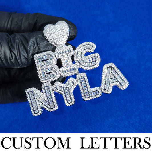Custom Iced Out Women's Name Heart Pendant