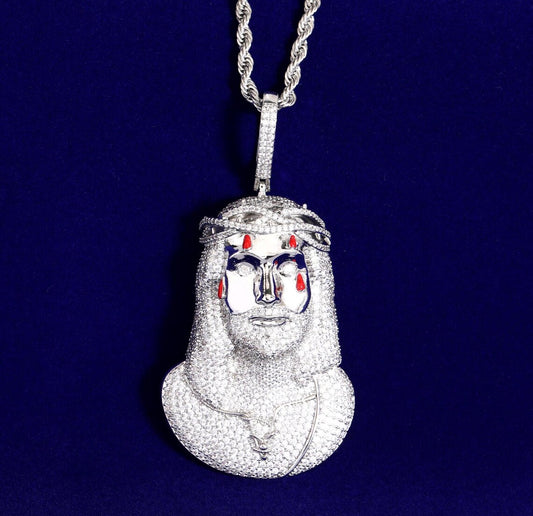 Iced Out Jesus Bleeding Face Pendant
