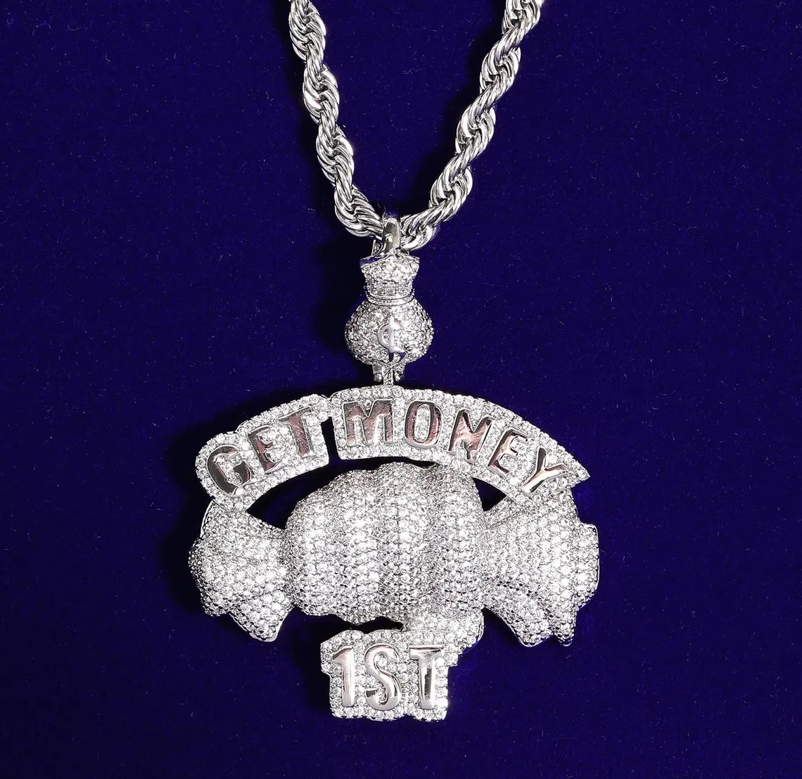Iced Out Get Money First Pendant
