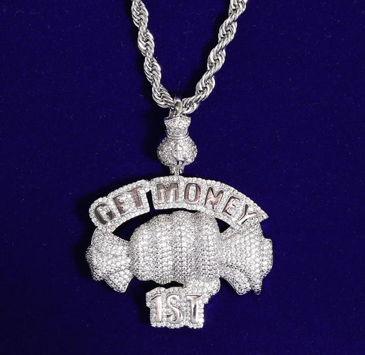 Iced Out Get Money First Pendant
