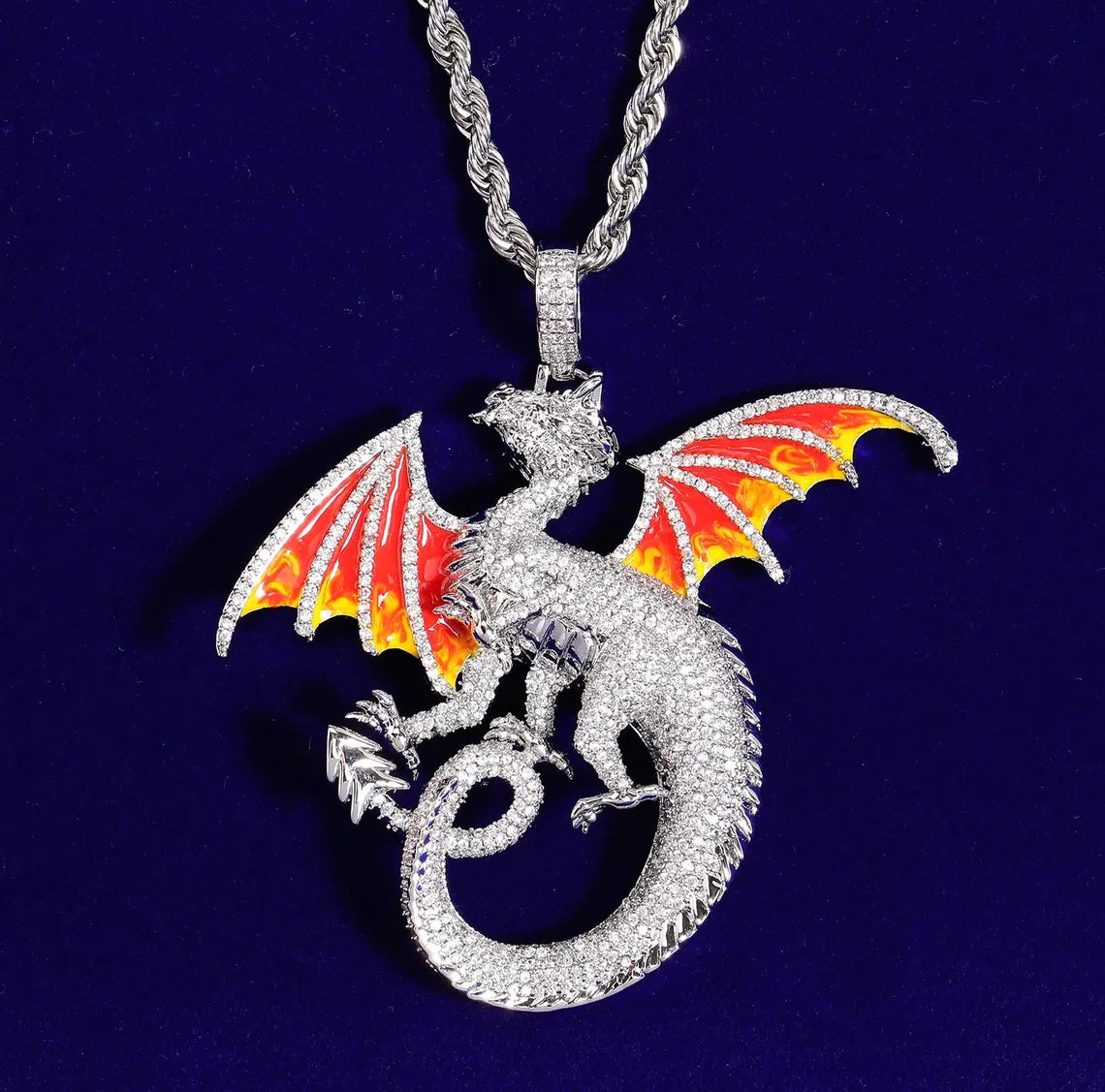 Iced Out Dragon Pendant