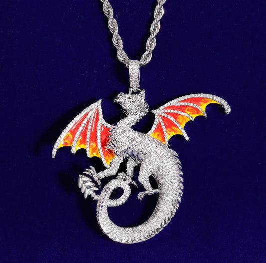 Iced Out Dragon Pendant