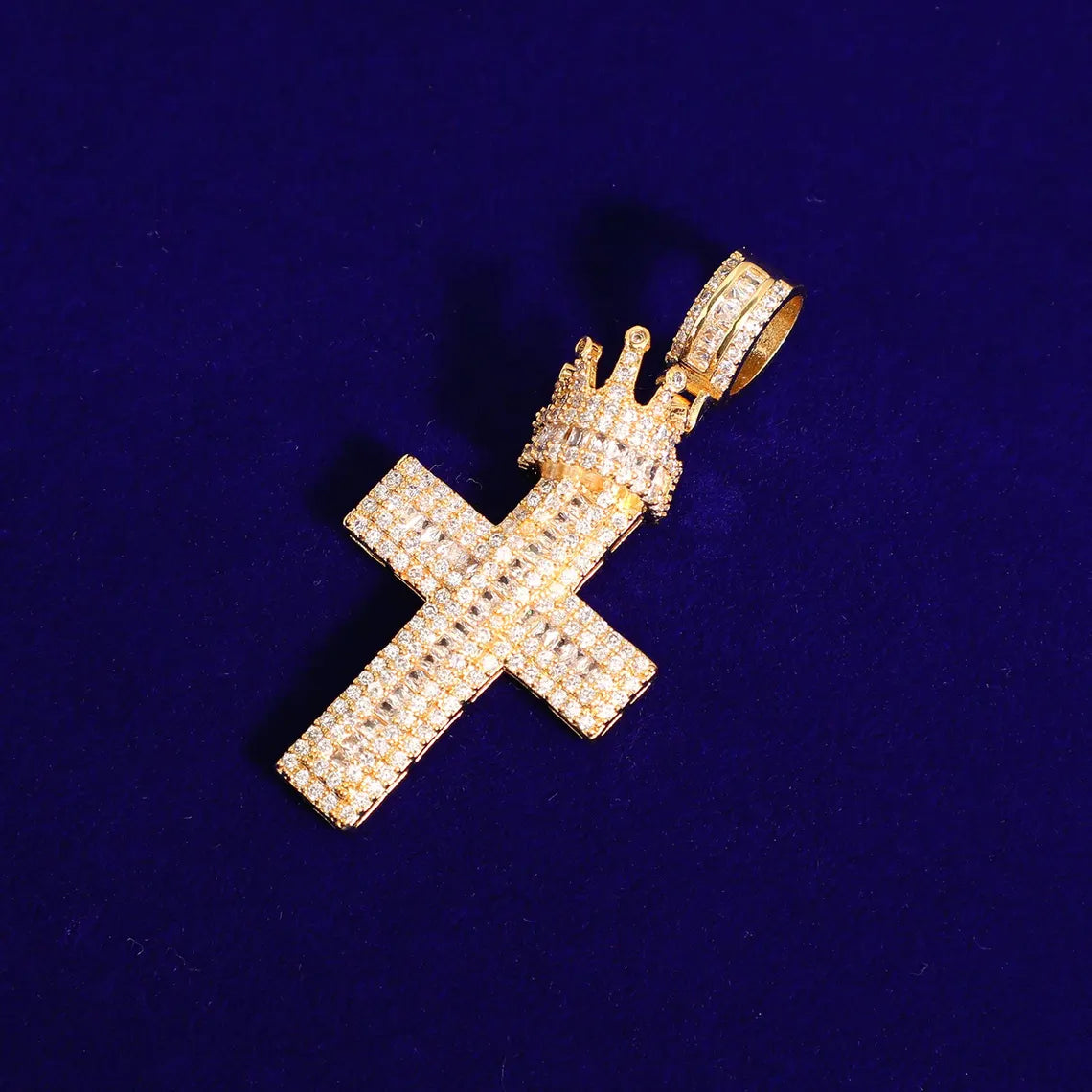 Iced Out Crown On The Cross Pendant