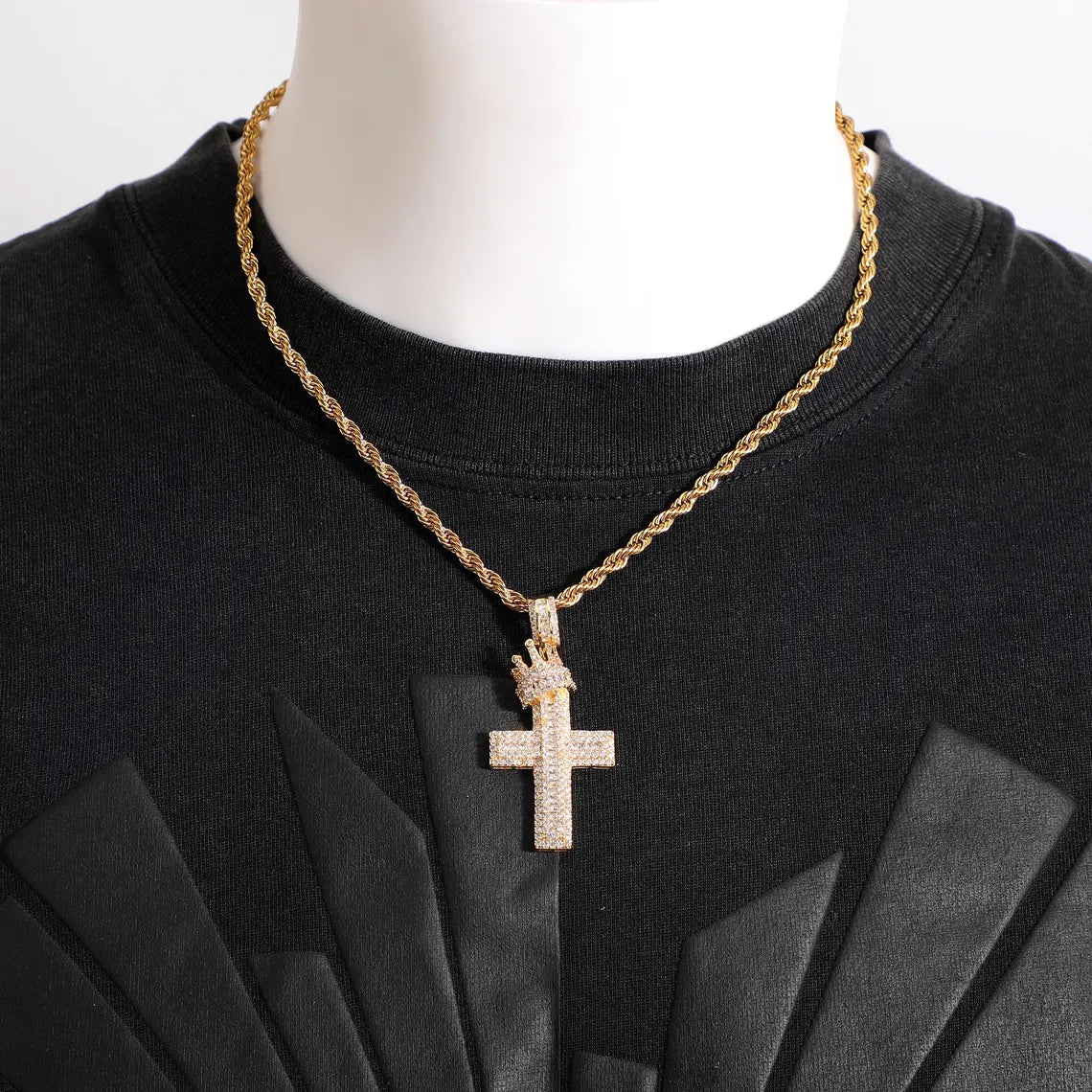 Iced Out Crown On The Cross Pendant