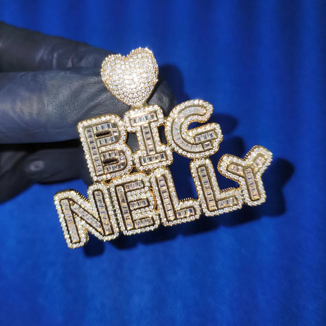 Custom Iced Out Women's Name Heart Pendant