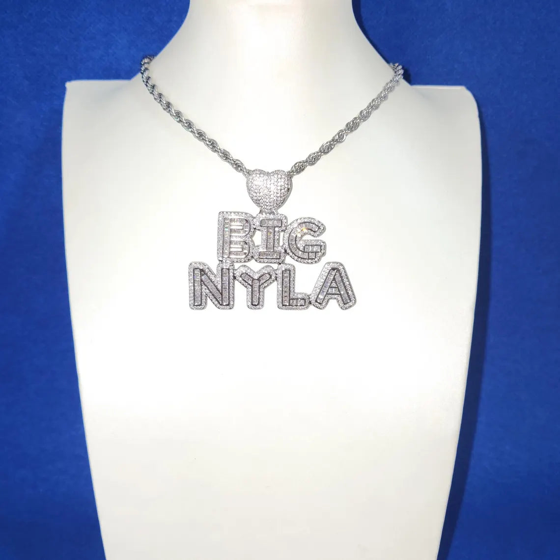 Custom Iced Out Women's Name Heart Pendant