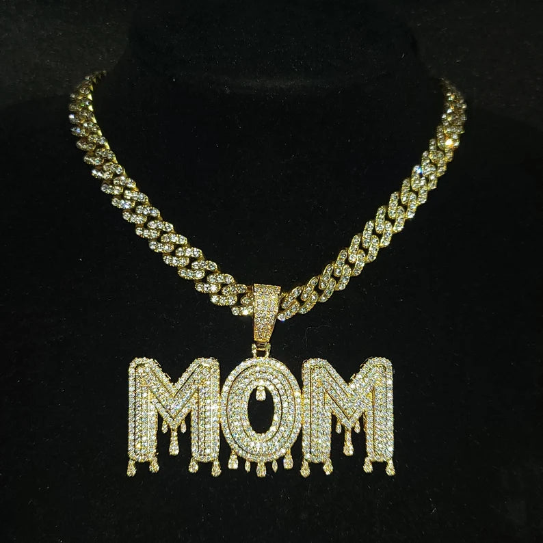 Custom Block Letter Iced Drip Pendant
