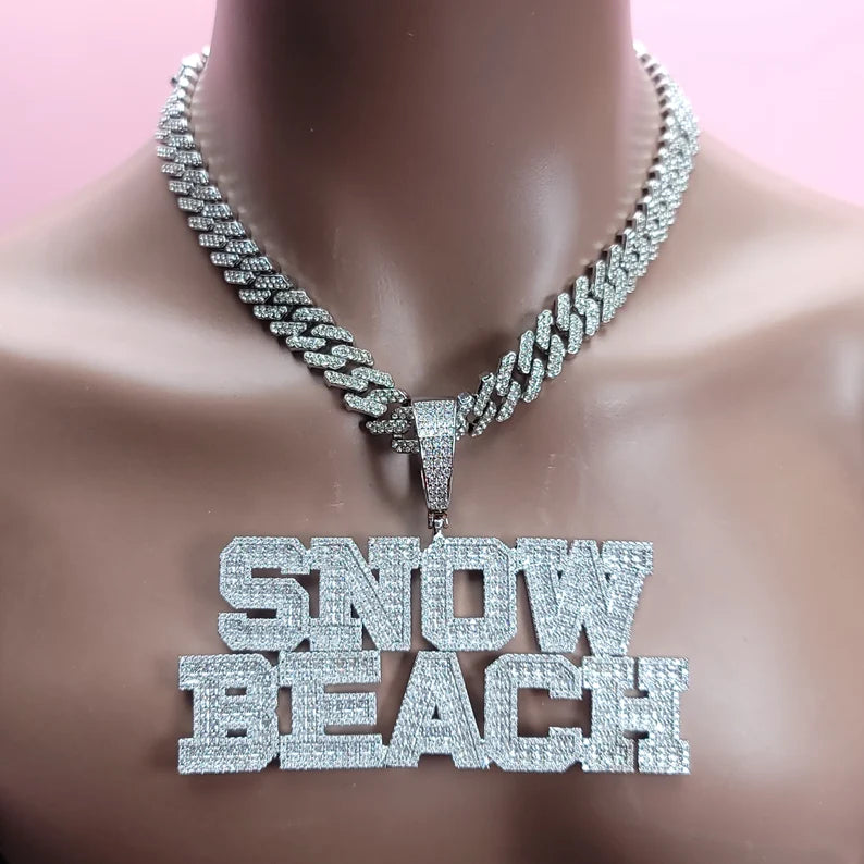 Iced Out Block Letter Name Pendant