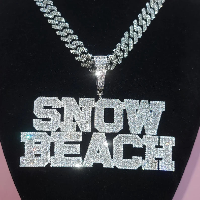 Iced Out Block Letter Name Pendant