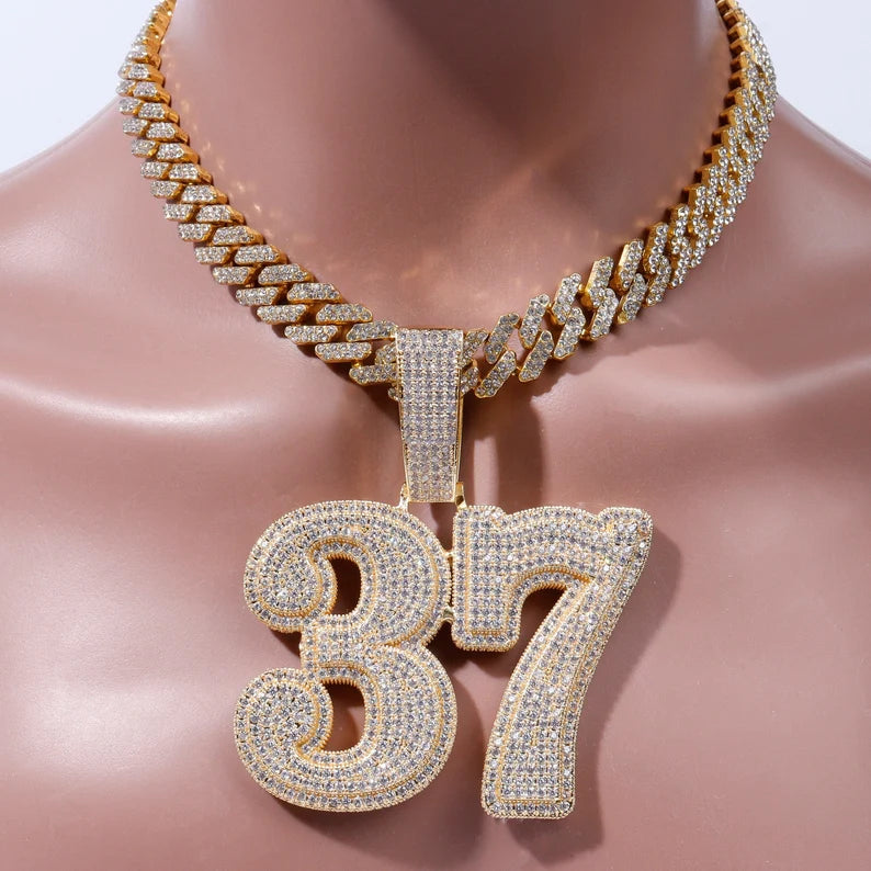 Iced Out Big Numbers Pendant