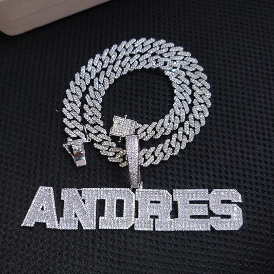 Iced Out Block Letter Name Pendant
