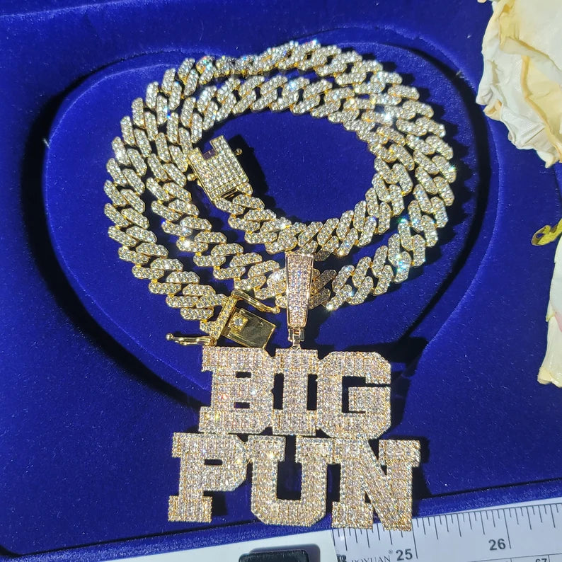 Iced Out Block Letter Name Pendant