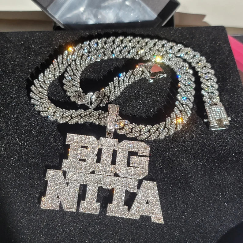 Iced Out Block Letter Name Pendant