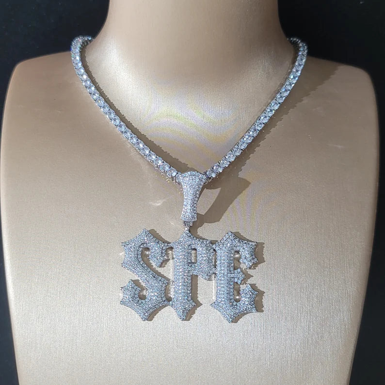Custom Iced Pendant With Tennis Chain