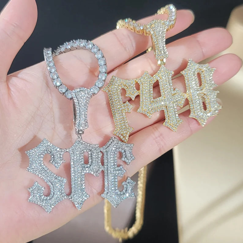 Custom Iced Pendant With Tennis Chain