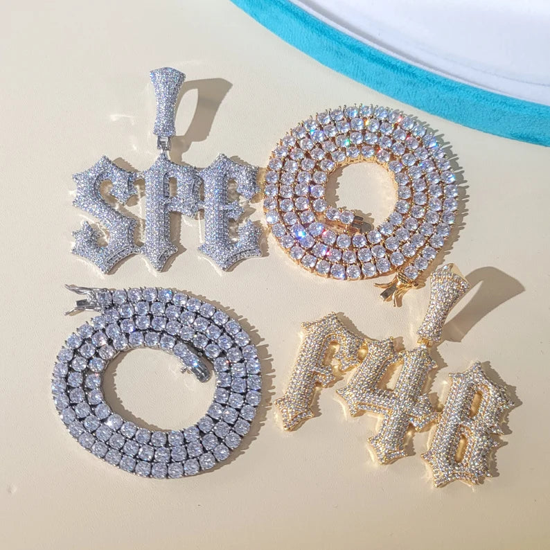 Custom Iced Pendant With Tennis Chain