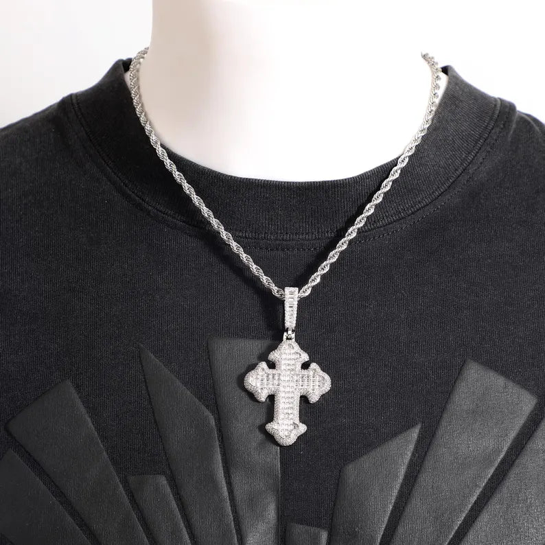Iced Out Baguette Cross