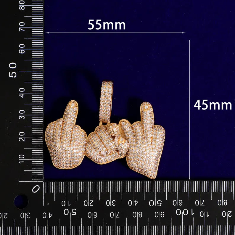 Iced Out Middle Finger Pendant