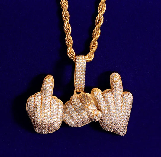 Iced Out Middle Finger Pendant