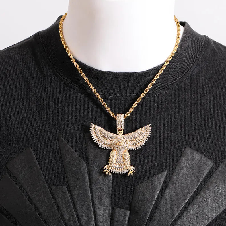 Iced Out Gold Eagle Pendant