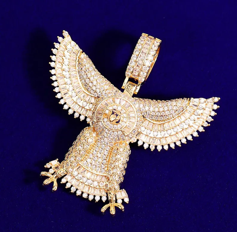 Iced Out Gold Eagle Pendant