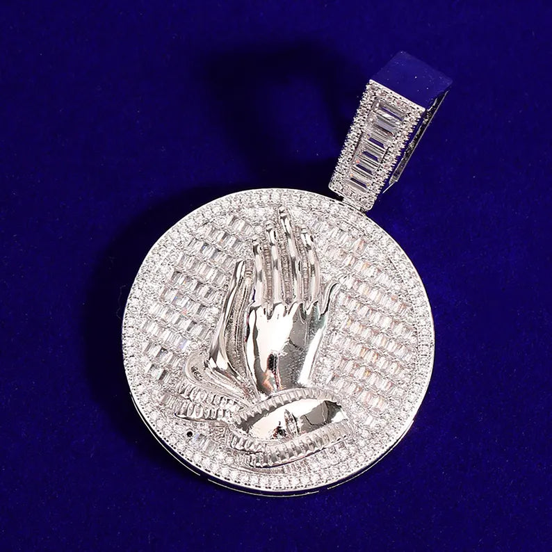 Iced Out Praying Hands Pendant