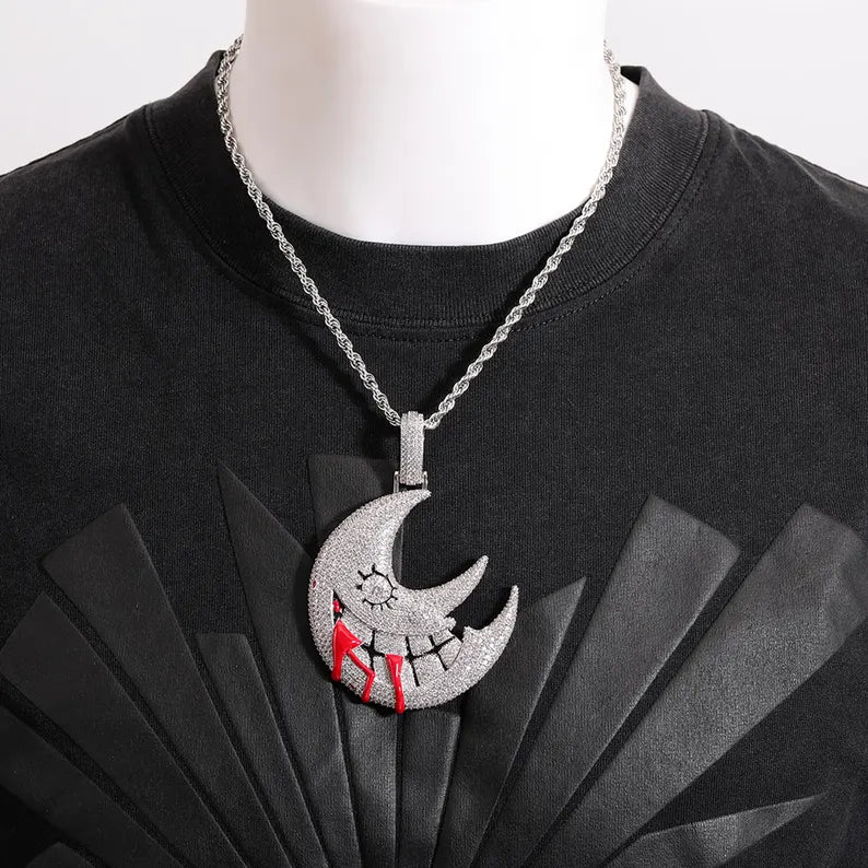 Iced Out Bloody Moon Pendant