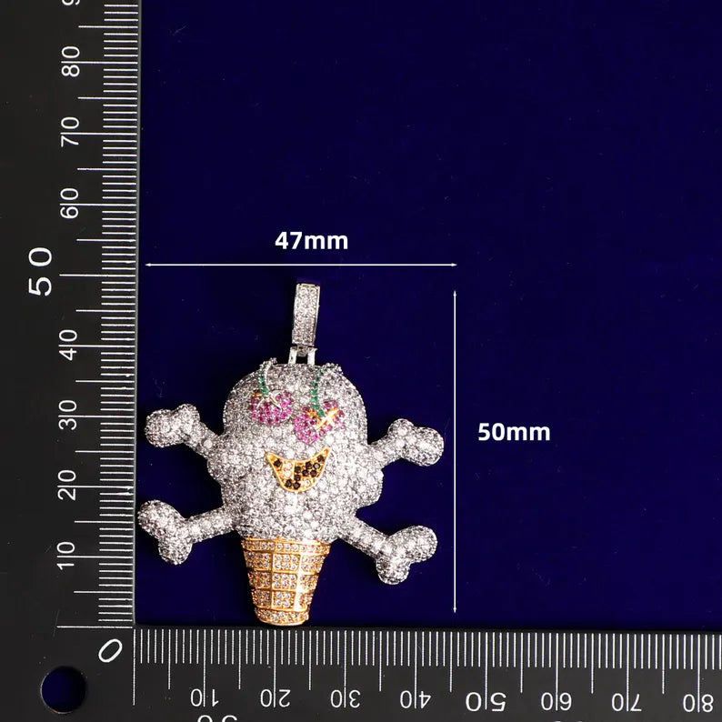 Iced Out Skull Ice Cream Pendant
