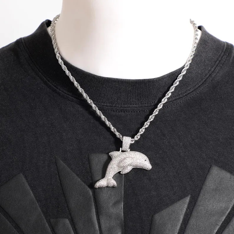 Iced Out Dolphin Pendant