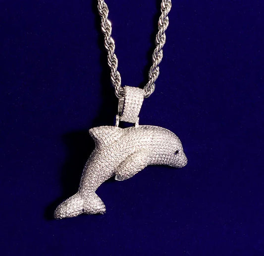 Iced Out Dolphin Pendant