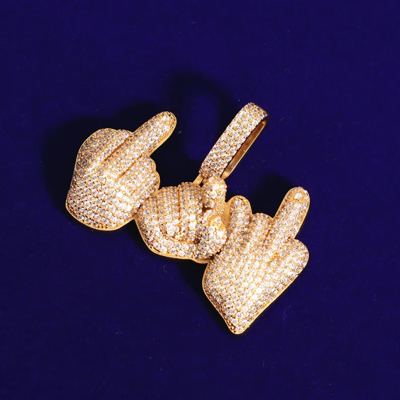 Iced Out Middle Finger Pendant
