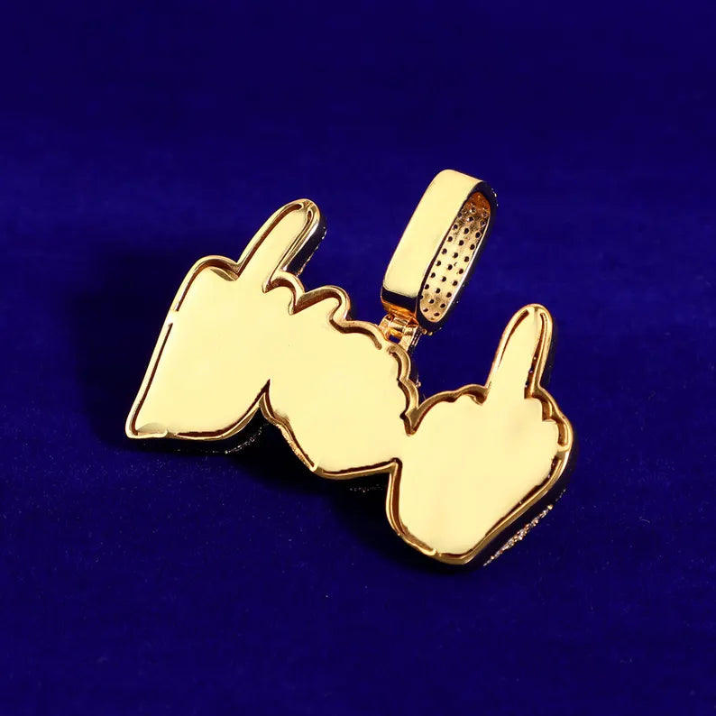 Iced Out Middle Finger Pendant
