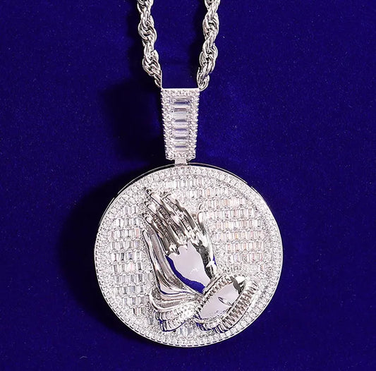 Iced Out Praying Hands Pendant