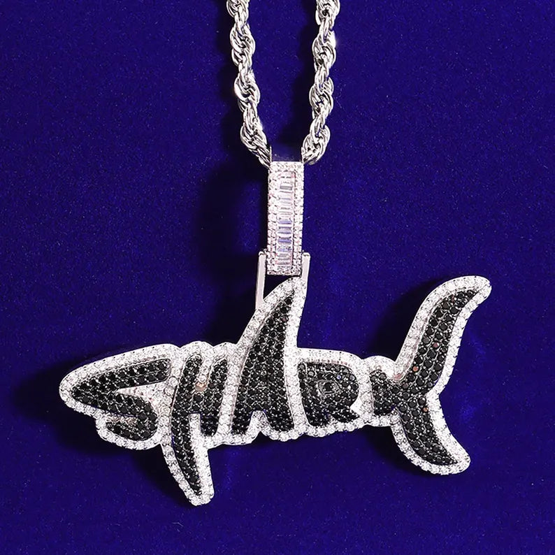 Iced Out Shark Pendant