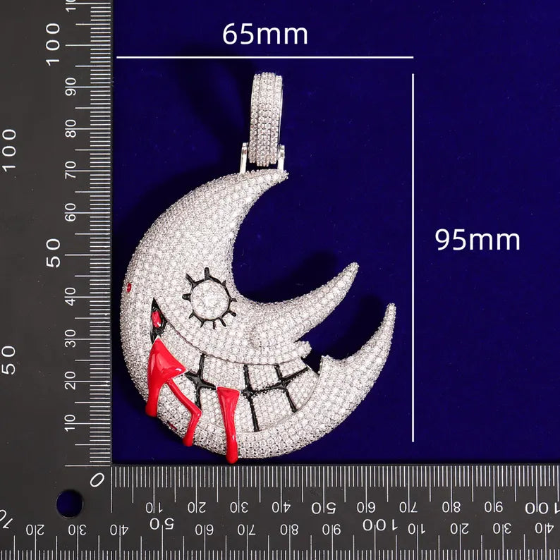 Iced Out Bloody Moon Pendant