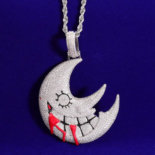 Iced Out Bloody Moon Pendant