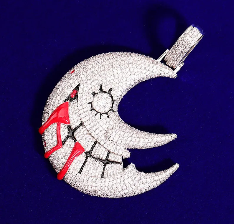 Iced Out Bloody Moon Pendant