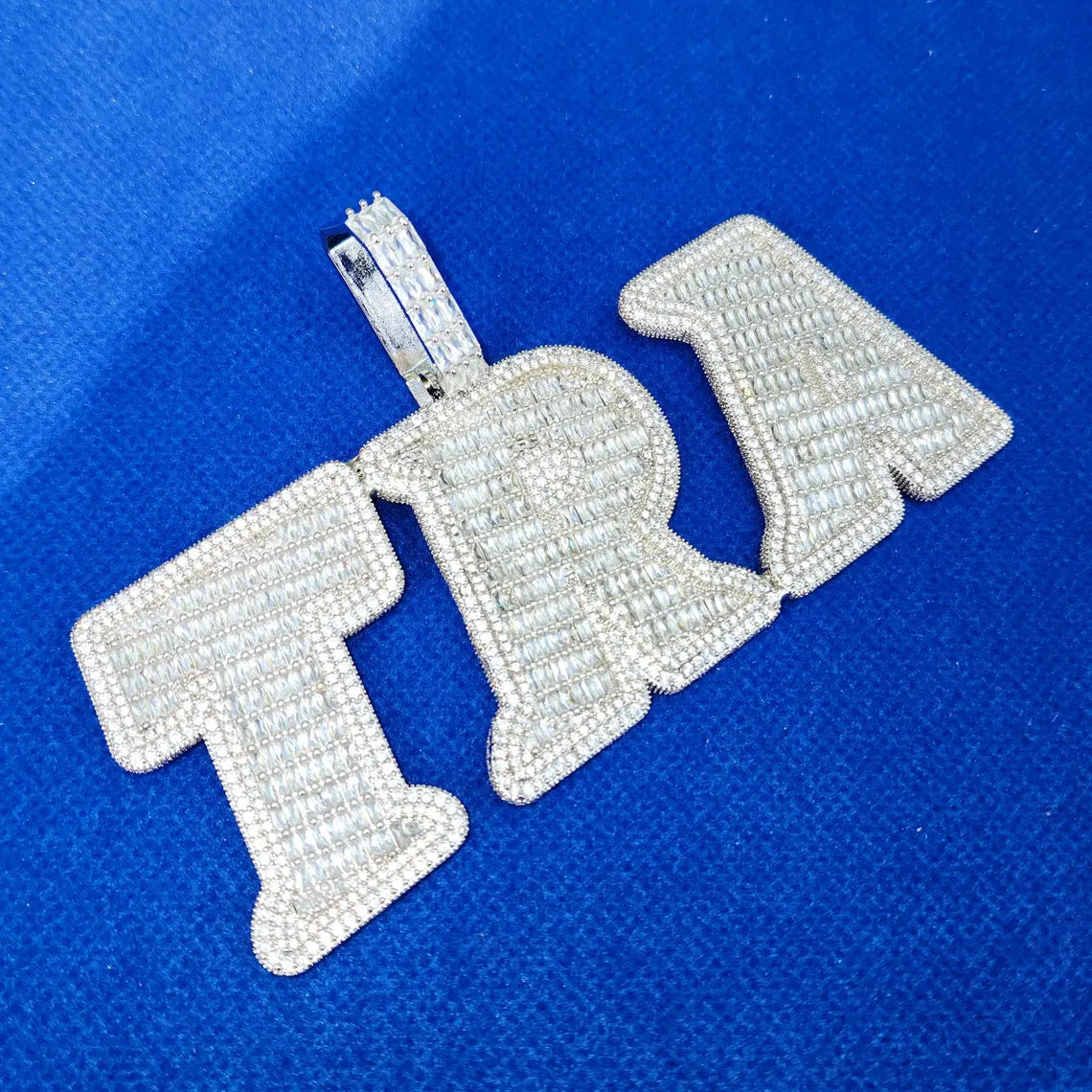 Custom Iced Out Baguette Big Letter Pendant